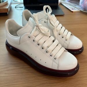 Alexander McQueen Sneakers, White with Transparent Red Sole, Size 40